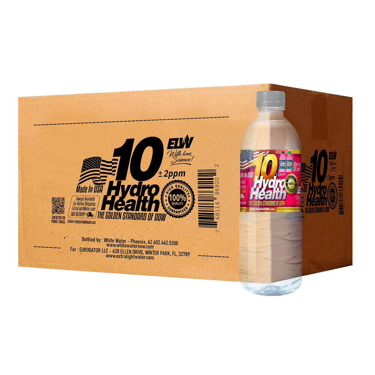 10 ppm Hydro-Health-Promo Price ONLY $255 for one case of 24 bottles (one bottle: $10.60 delivered) x 500 ML each =12 LITERS - including S&H- it is cheaper compared to 10 ppm DDW, $14-$16 per 500 ML that other vendors sell from Russia
