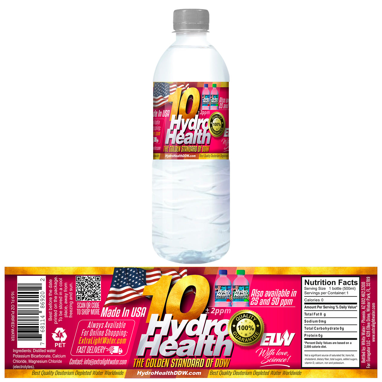 10 ppm Hydro-Health-Promo Price ONLY $255 for one case of 24 bottles (one bottle: $10.60 delivered) x 500 ML each =12 LITERS - including S&H- it is cheaper compared to 10 ppm DDW, $14-$16 per 500 ML that other vendors sell from Russia