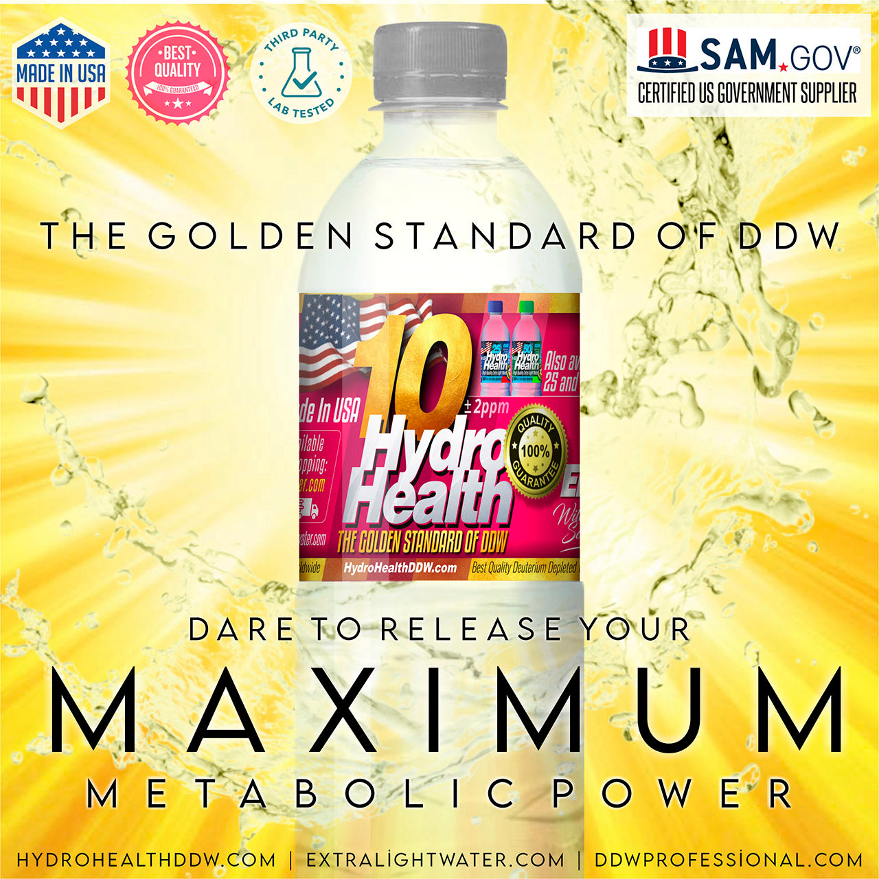 10 ppm Hydro-Health-Promo Price ONLY $255 for one case of 24 bottles (one bottle: $10.60 delivered) x 500 ML each =12 LITERS - including S&H- it is cheaper compared to 10 ppm DDW, $14-$16 per 500 ML that other vendors sell from Russia