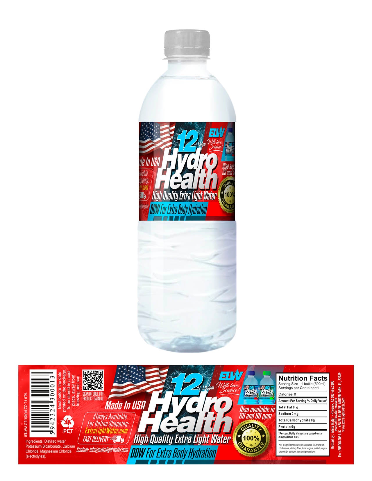12 ppm Hydro-Health-Promo Price: ONLY $255 for one case of 24 bottles (EACH costs $10.62 delivered) - x 500 ML =12 LITERS - including S&H; t is cheaper compared to 10 ppm DDW , $14-$16 per 500 ML that other vendors sell from Russia