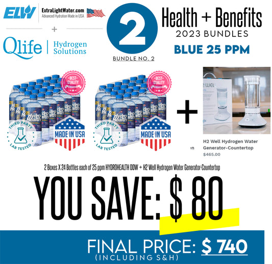 ELW-H2WELL-BUNDLE 25  (2 x boxes of 25 ppm water and 1 x  H2 Well Hydrogen Water Generator-Countertop)