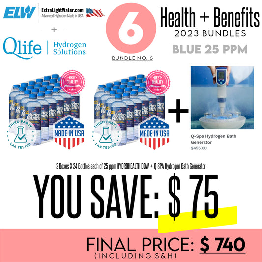 ELW-QSPA-BUNDLE-25 ( 2 boxes of 25 ppm water and 1 x Q-Spa Hydrogen Bath Generator)