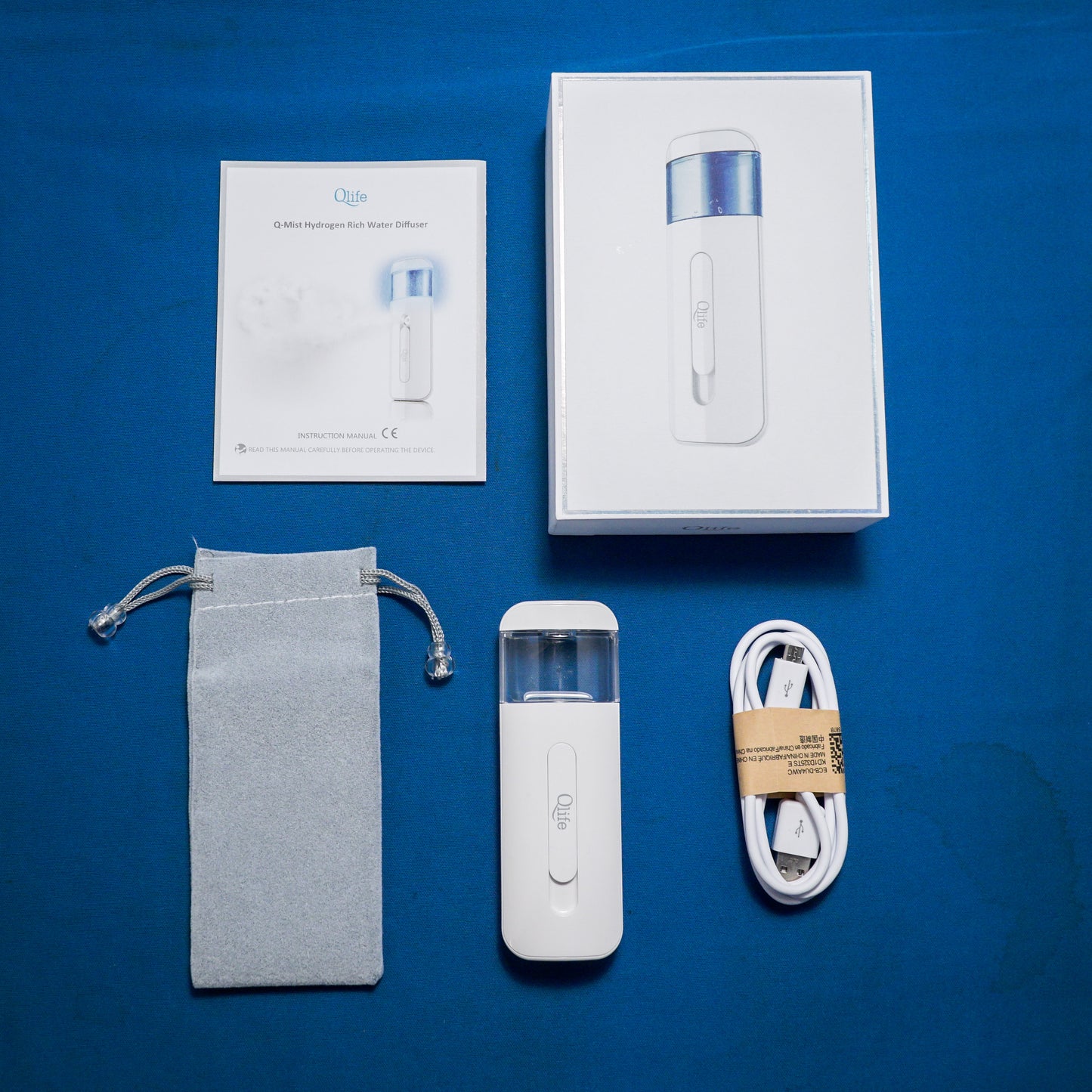 ELW-QMIST WHITE BUNDLE-25 (2 boxes of 25 ppm water and 1 x Q-Mist Hydrogen Water Diffuser Pearl White